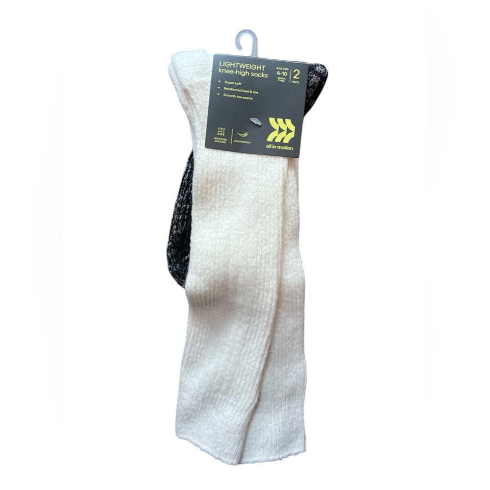 All in Motion White and Black Knee-High Socks